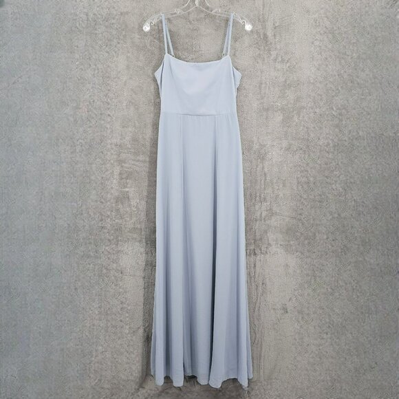 Show Me Your Mumu SMYM Lauren Tie Back Chiffon ALine Gown Dress M Steel Blue New - Picture 13 of 14